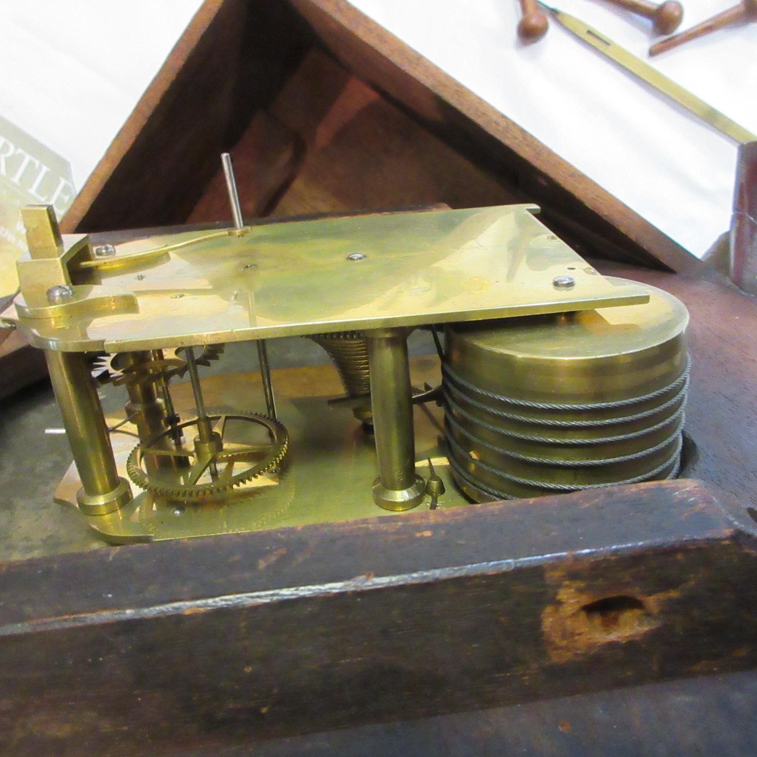 A MAHOGANY DROP DIAL WALL TIMEPIECE Image