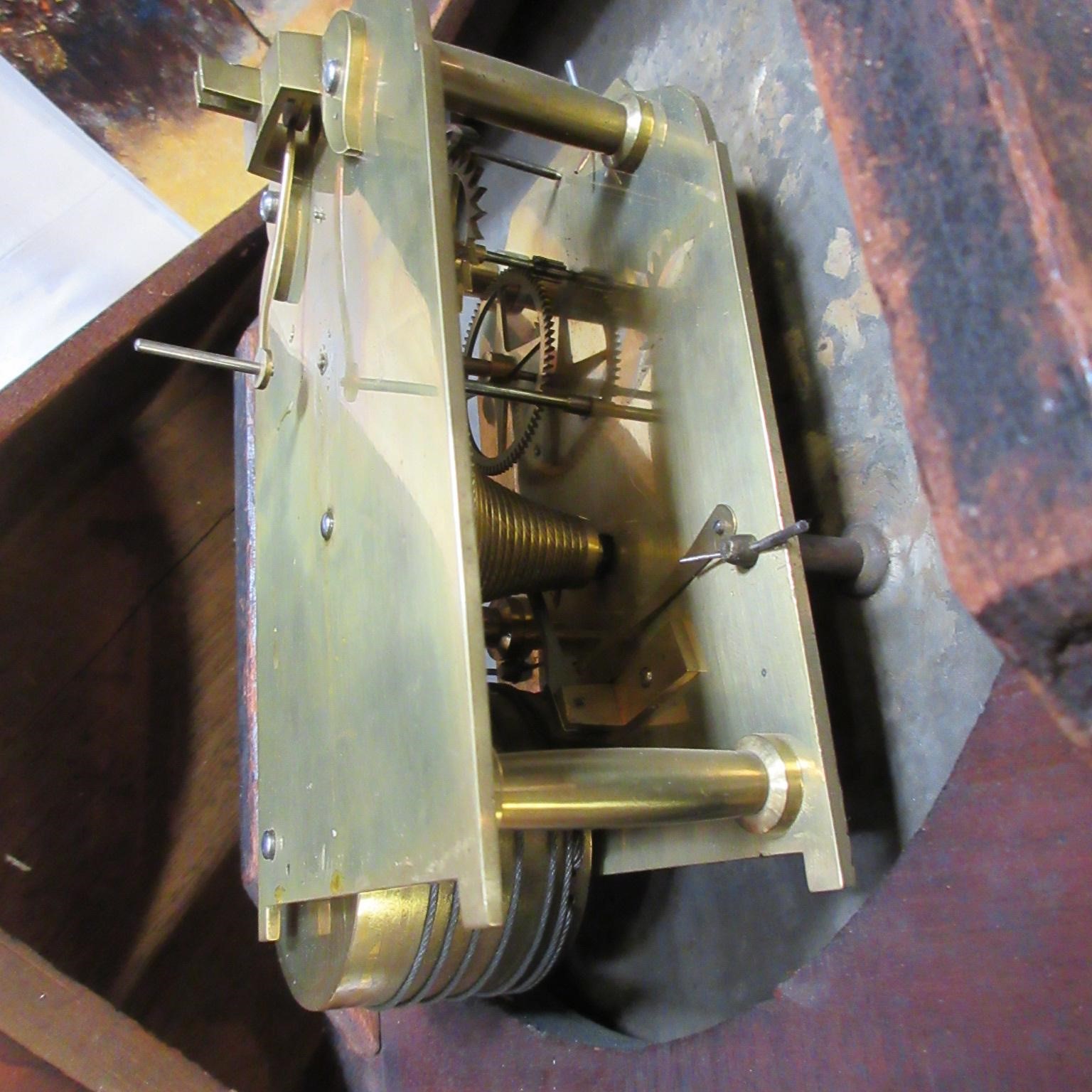 A MAHOGANY DROP DIAL WALL TIMEPIECE Image