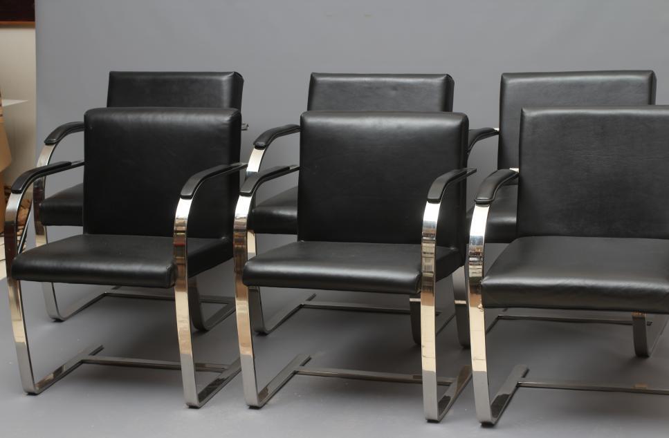 AFTER MIES VAN DER ROHE (1886-1964) - A HARLEQUIN SET OF SIX BRNO CHAIRS Image
