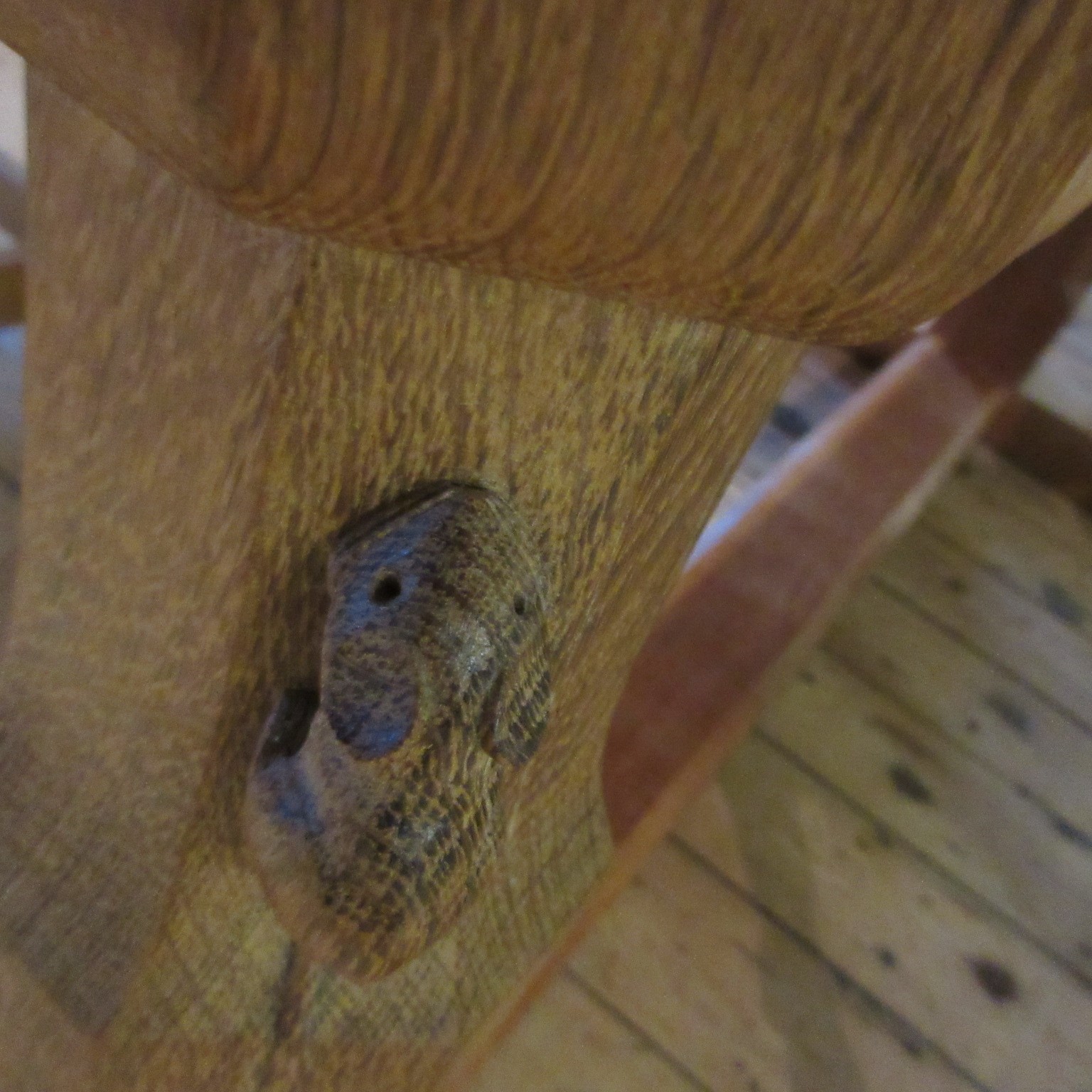 A ROBERT THOMPSON ADZED OAK DINING TABLE Image