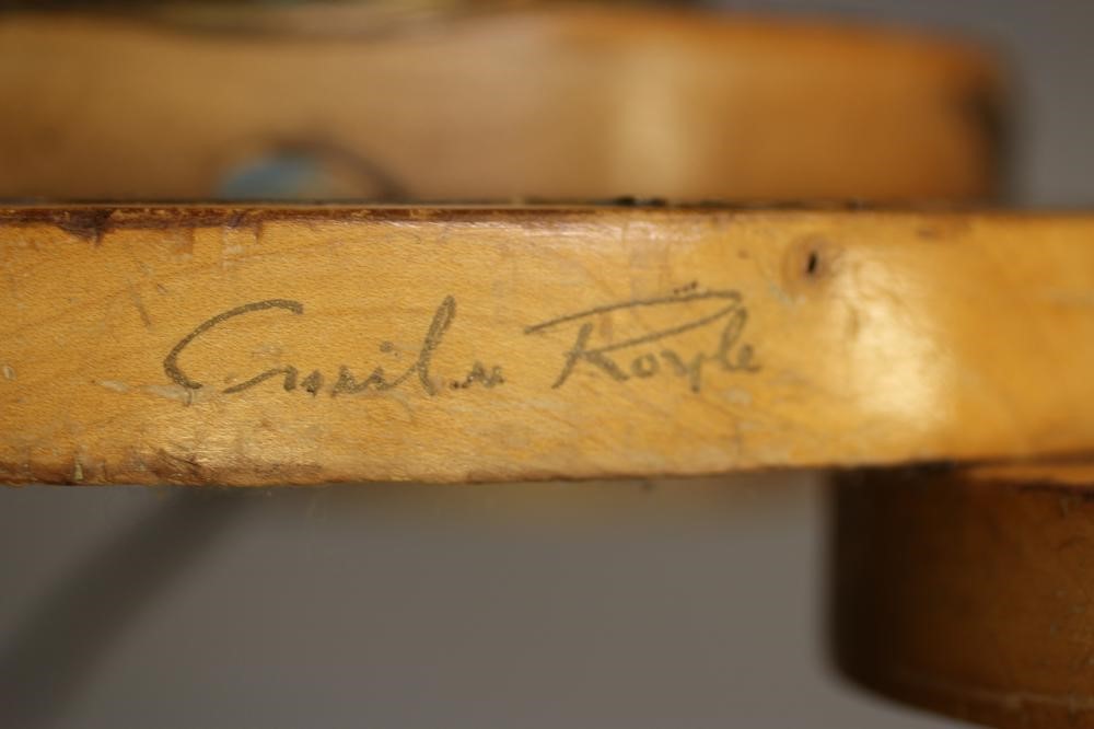 A SET OF FOUR ART DECO LIGHT BEECH STANDARD LAMPS BY CYRIL M ROYLE painted with flowers and foliage Image