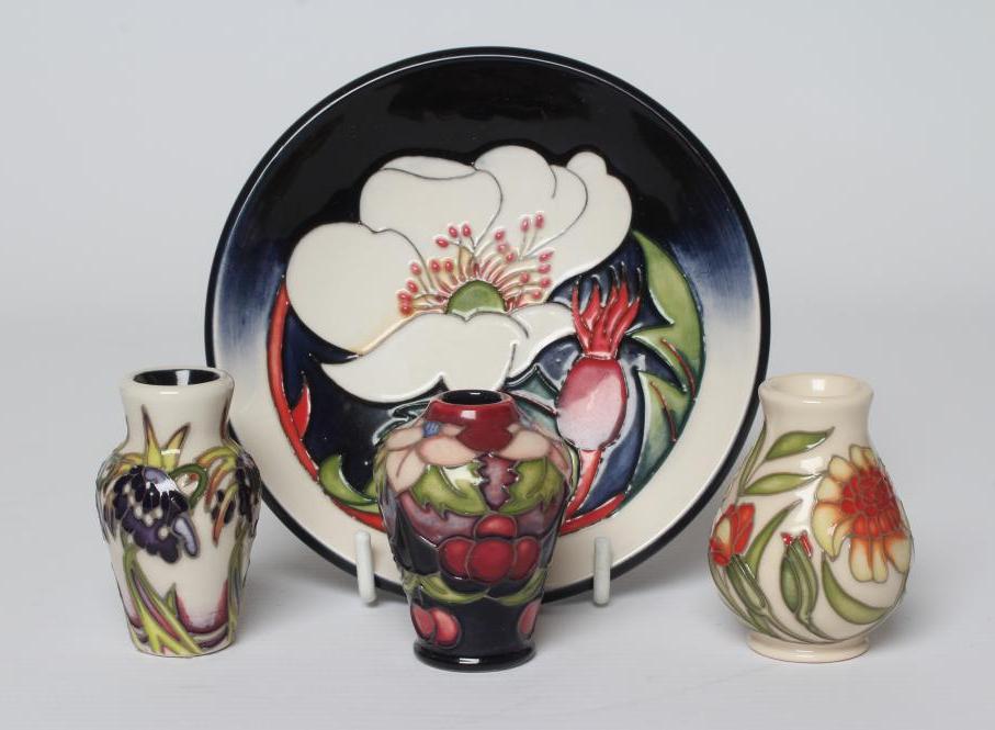THREE MOORCROFT POTTERY MINIATURE VASES comprising Persephone by Nicola Slaney Image