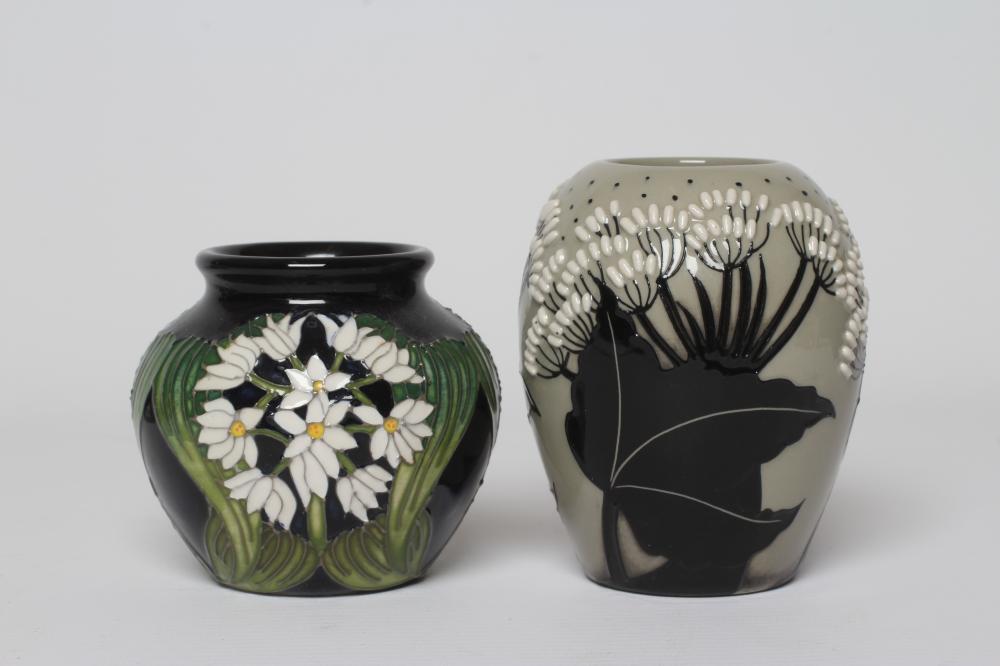 TWO MOORCROFT POTTERY SMALL VASES comprising Summer Silhouette by Angie Davenport Image