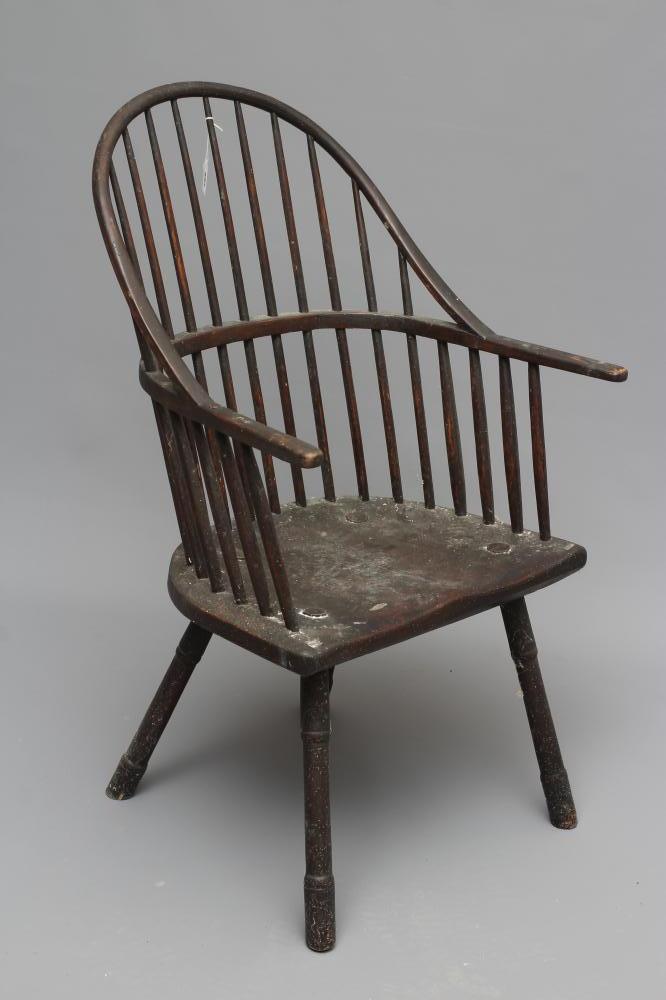 AN ASH AND ELM STICKBACK WINDSOR ARMCHAIR Image
