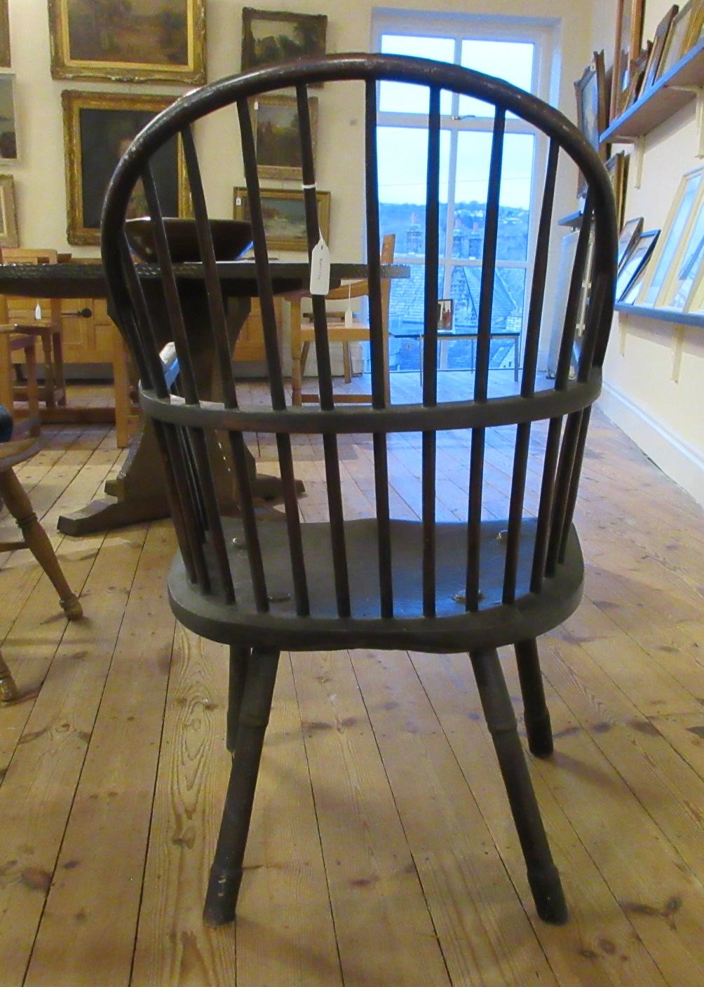 AN ASH AND ELM STICKBACK WINDSOR ARMCHAIR Image