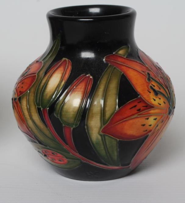 THREE MOORCROFT POTTERY VASES comprising Talwin Image