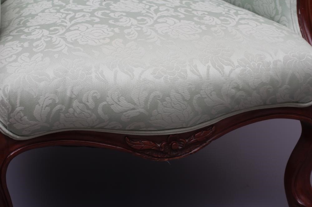 A VICTORIAN MAHOGANY SHOW FRAME SALON ARMCHAIR Image