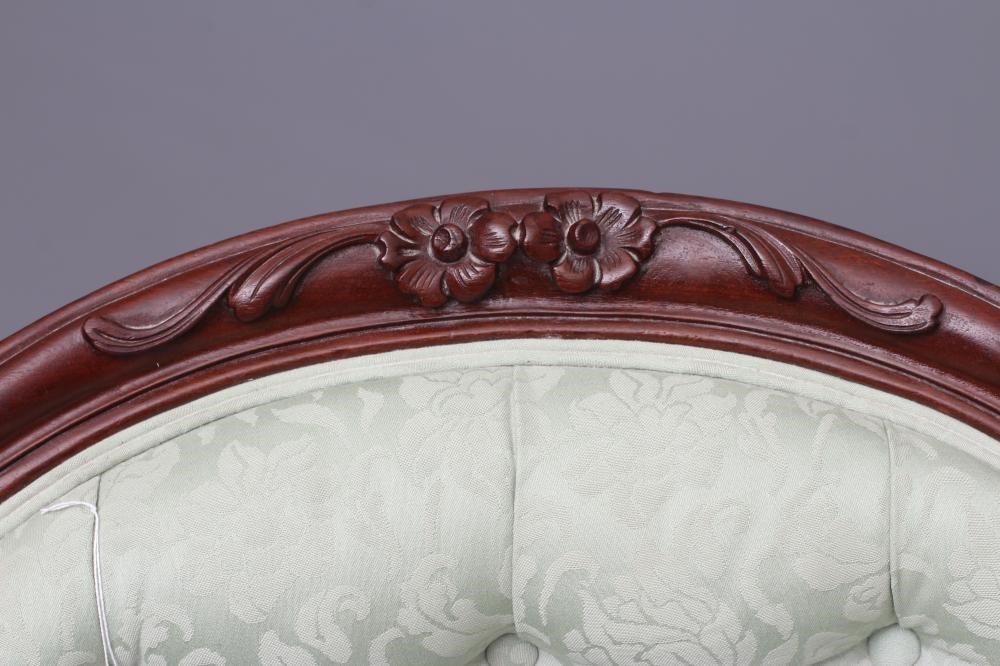 A VICTORIAN MAHOGANY SHOW FRAME SALON ARMCHAIR Image