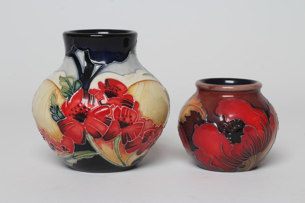 TWO MOORCROFT POTTERY ROYAL BRITISH LEGION SMALL VASES comprising Forever England Image