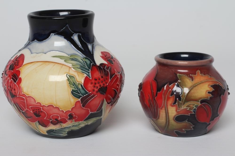 TWO MOORCROFT POTTERY ROYAL BRITISH LEGION SMALL VASES comprising Forever England Image
