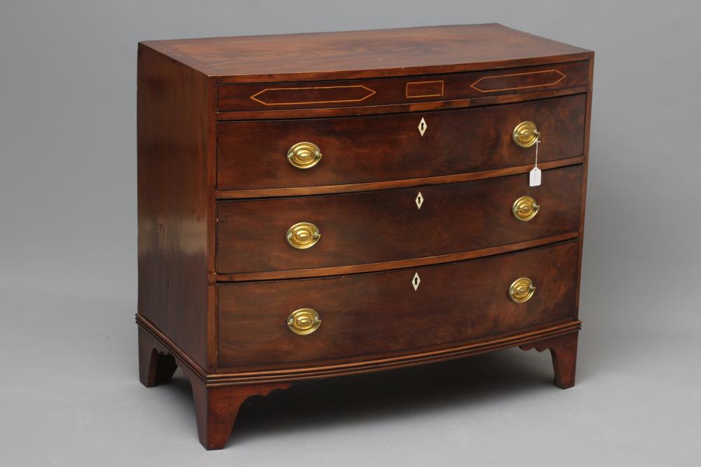 A REGENCY MAHOGANY BOWED CHEST Image