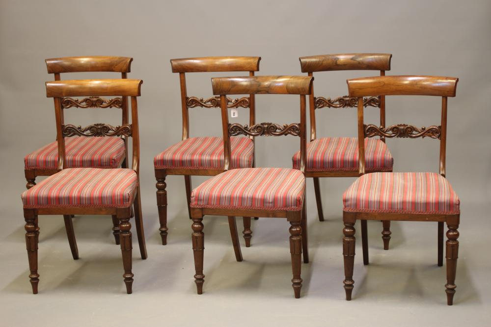 A SET OF SIX EARLY VICTORIAN ROSEWOOD DINING CHAIRS Image
