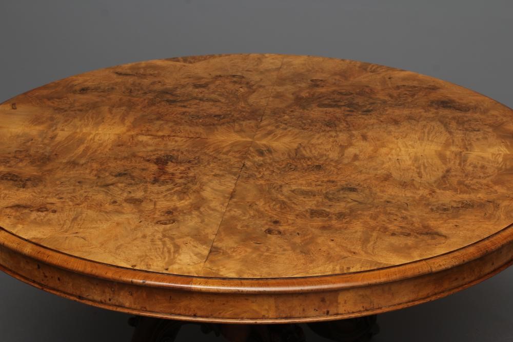 A VICTORIAN BURR WALNUT CENTRE TABLE Image