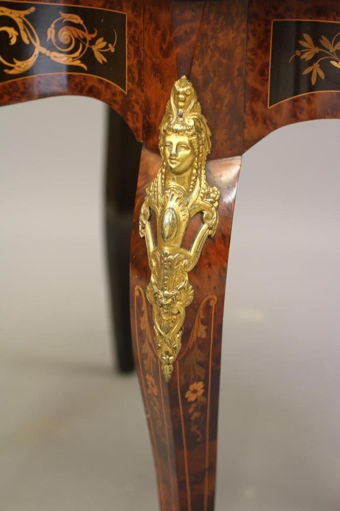 A LOUIS XV STYLE YEW WOOD AND MARQUETRY CENTRE TABLE Image