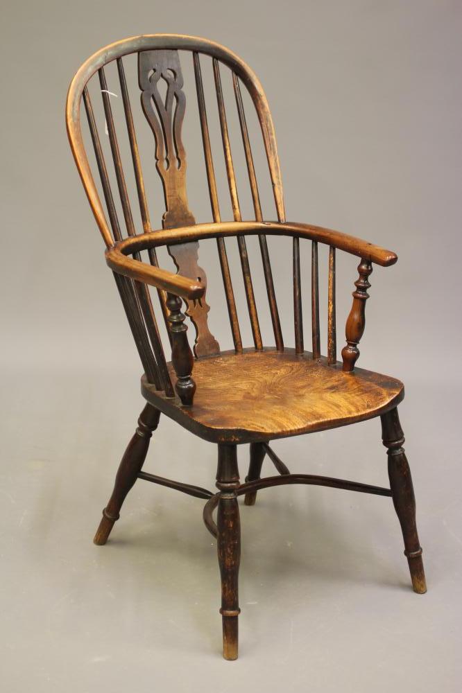 AN ASH AND FRUITWOOD WINDSOR ARMCHAIR Image