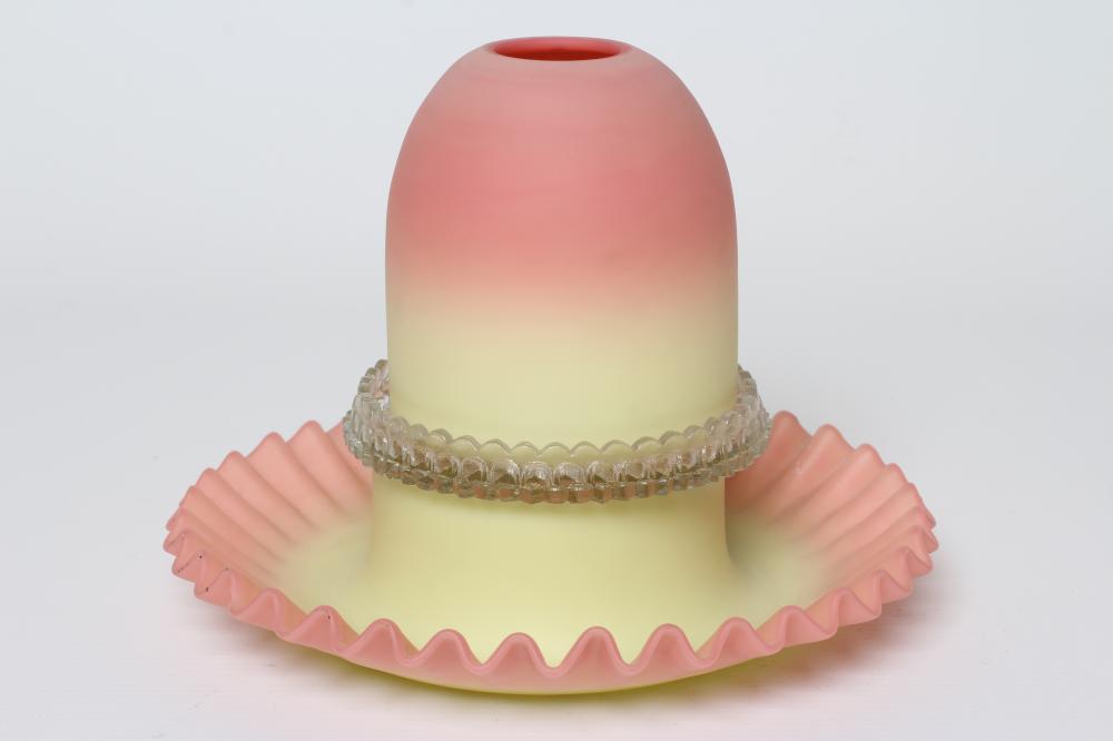 A THOMAS WEBB & SONS' QUEEN'S BURMESE SATIN GLASS NIGHT LIGHT Image