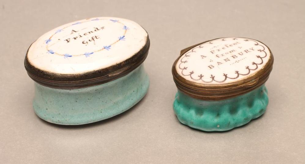 TWO BILSTON ENAMEL PATCH BOXES Image