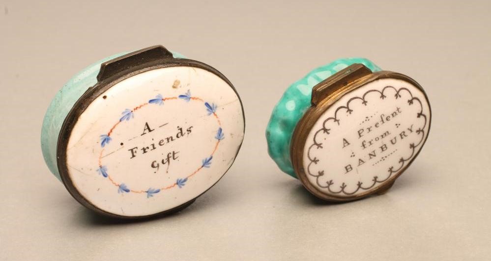 TWO BILSTON ENAMEL PATCH BOXES Image