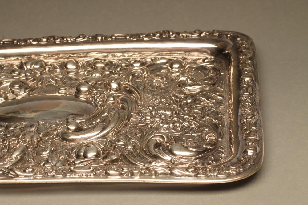 AN EDWARDIAN SILVER DRESSING TABLE TRAY Image