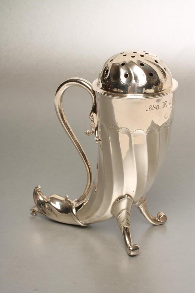A LATE VICTORIAN SILVER NOVELTY SUGAR CASTOR Image