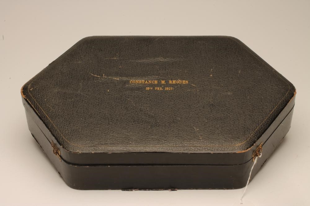 AN ART DECO SIX PIECE SILVER DRESSING TABLE SET Image