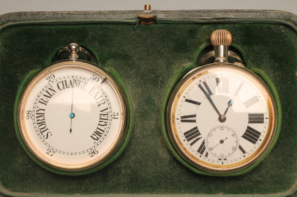 A SILVER WATCH/BAROMETER CASE Image