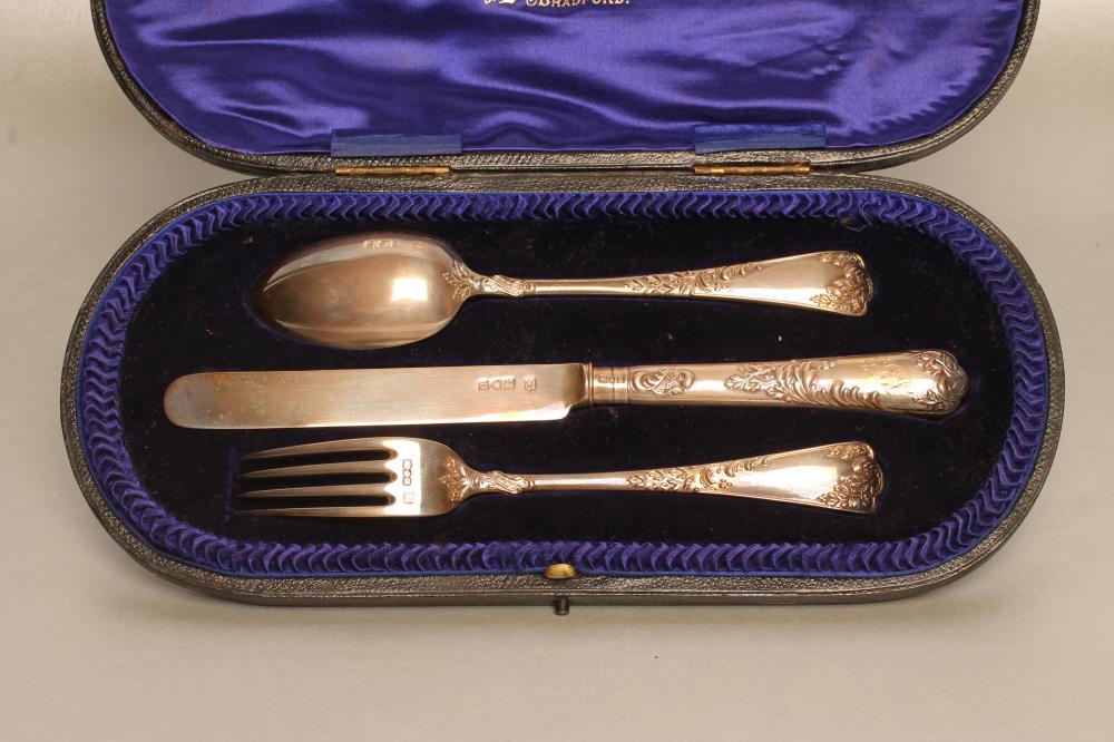 AN EDWARDIAN SILVER CHRISTENING SET Image