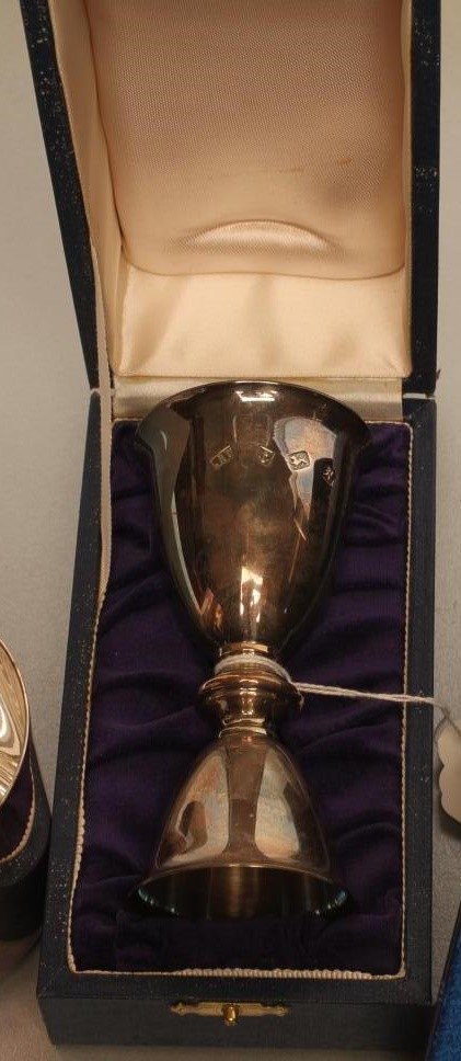 A SILVER HIP FLASK Image