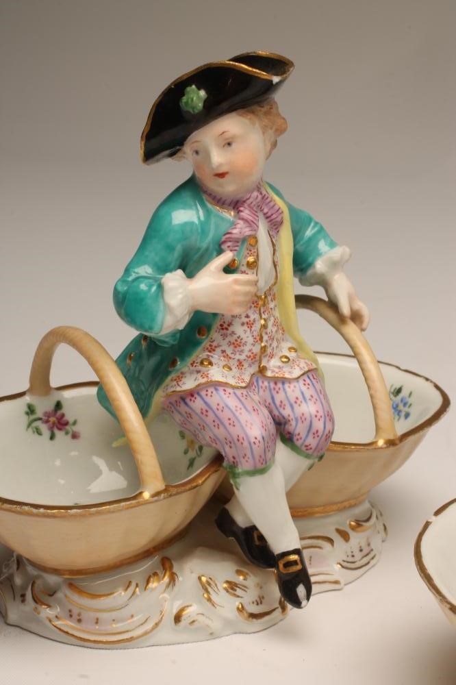 A PAIR OF MEISSEN PORCELAIN FIGURAL SWEETMEATS Image