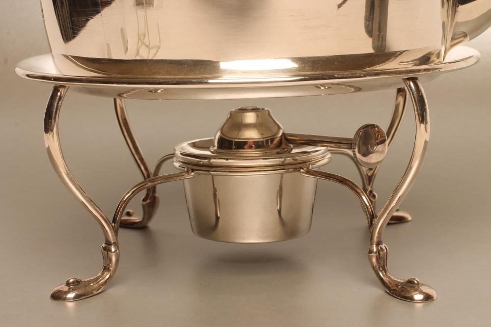 AN ART DECO SILVER SPIRIT KETTLE ON STAND Image