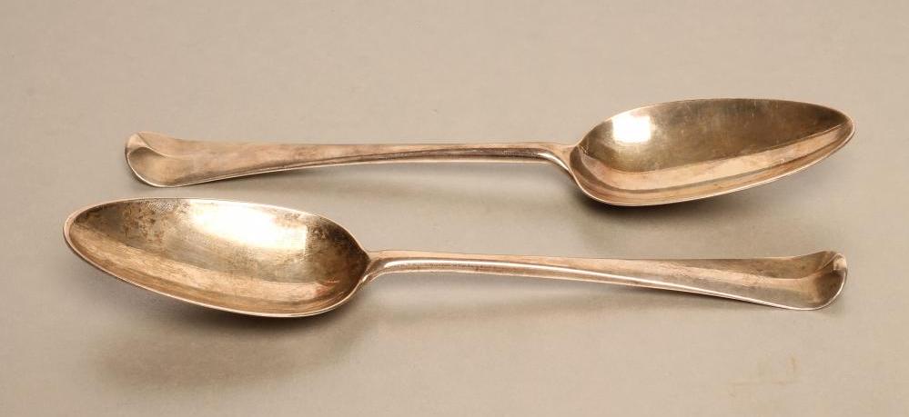 A PAIR OF GEORGE III SILVER TABLESPOONS Image