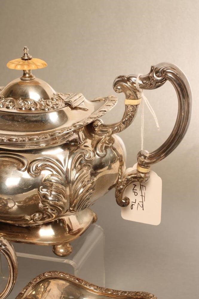 A LATE VICTORIAN SILVER THREE PIECE TEA SERVICE Image