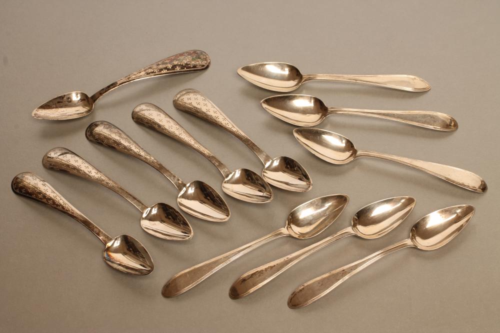 TWO SETS OF SIX DUTCH SILVER TEASPOONS Image