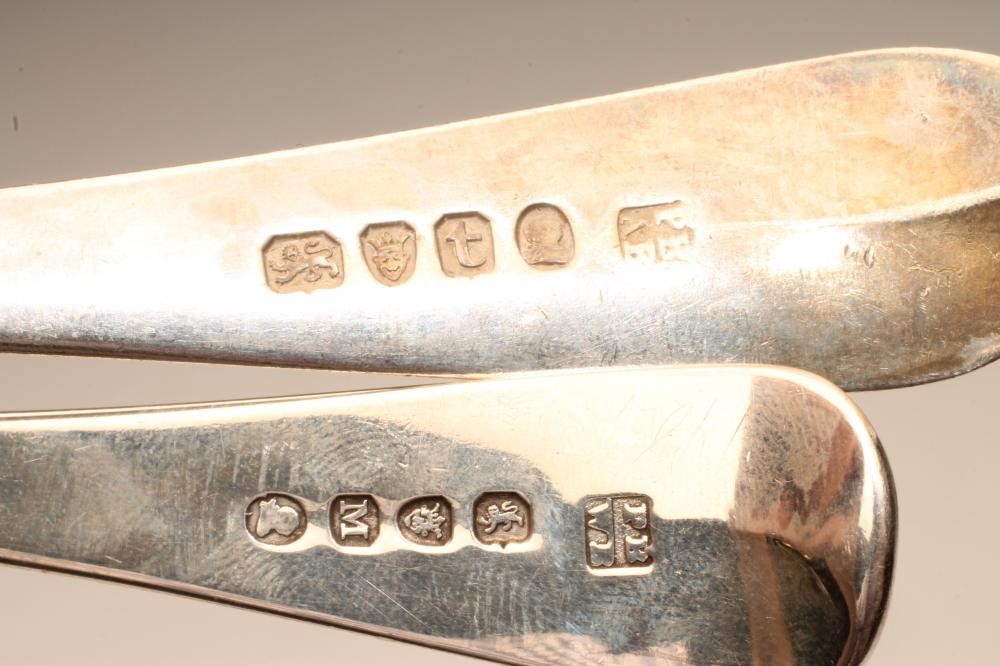 A PAIR OF LATE GEORGE III SILVER DESSERT SPOONS Image
