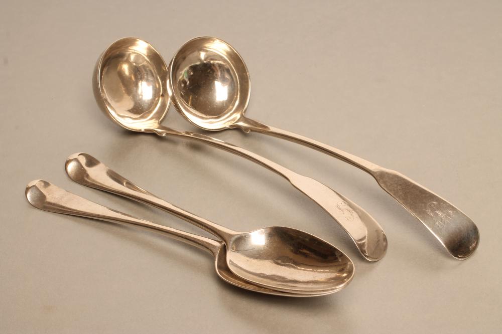 A PAIR OF GEORGE III SCOTTISH SILVER TODDY LADLES Image