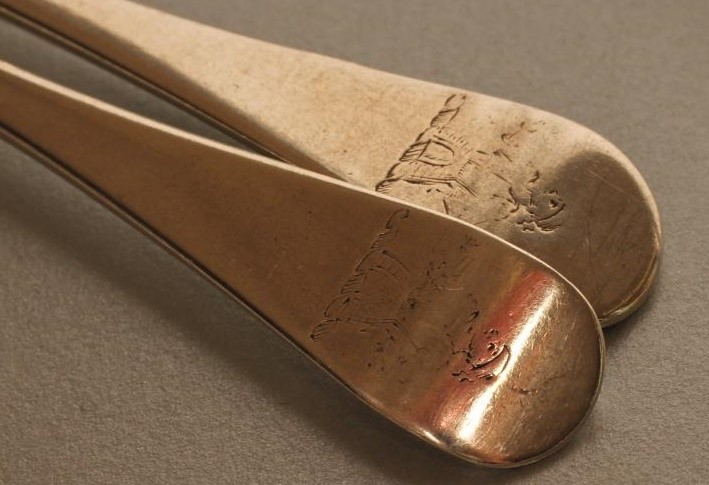 A PAIR OF GEORGE III SCOTTISH SILVER TODDY LADLES Image