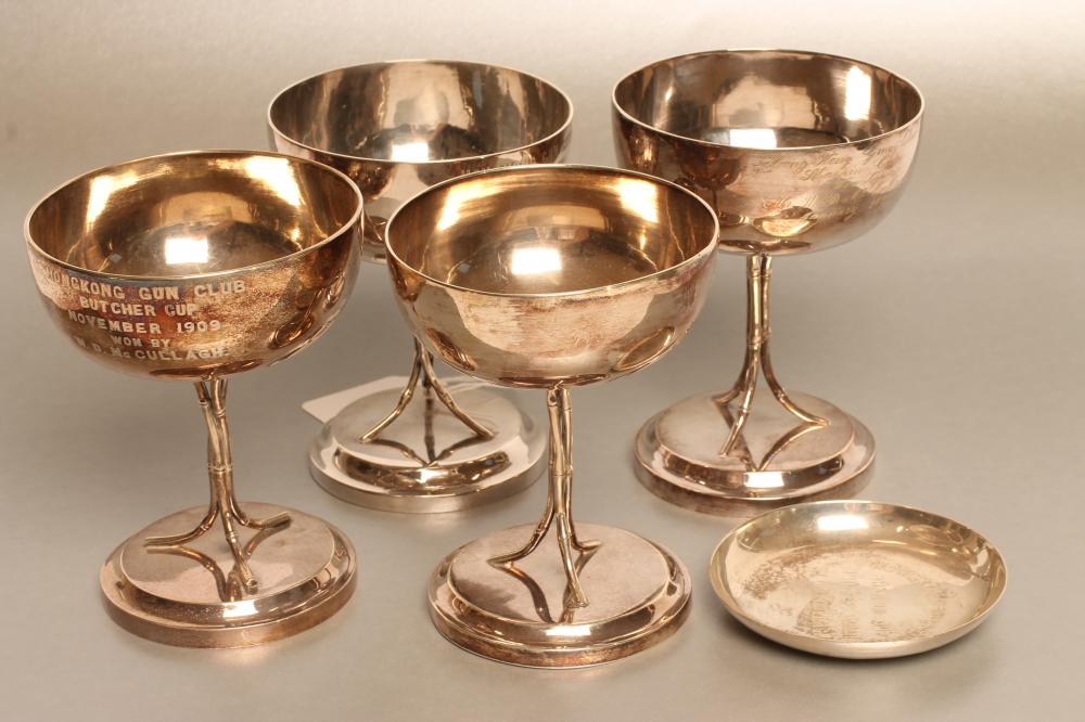 A SET OF FOUR CHINESE SILVER GOBLETS Image