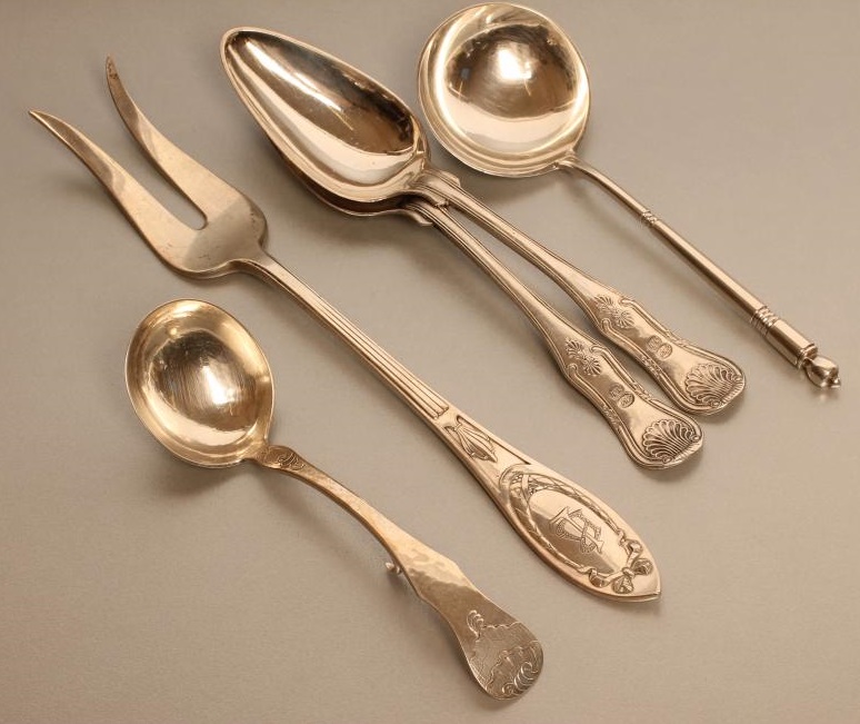 A PAIR OF SWEDISH SILVER TABLESPOONS Image