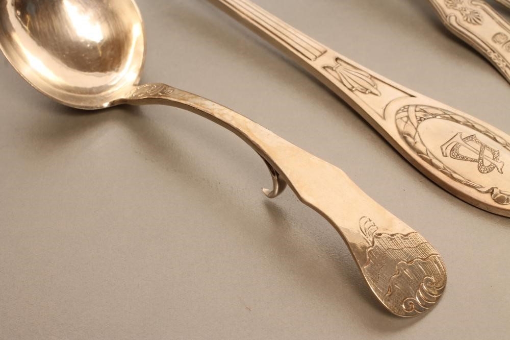 A PAIR OF SWEDISH SILVER TABLESPOONS Image