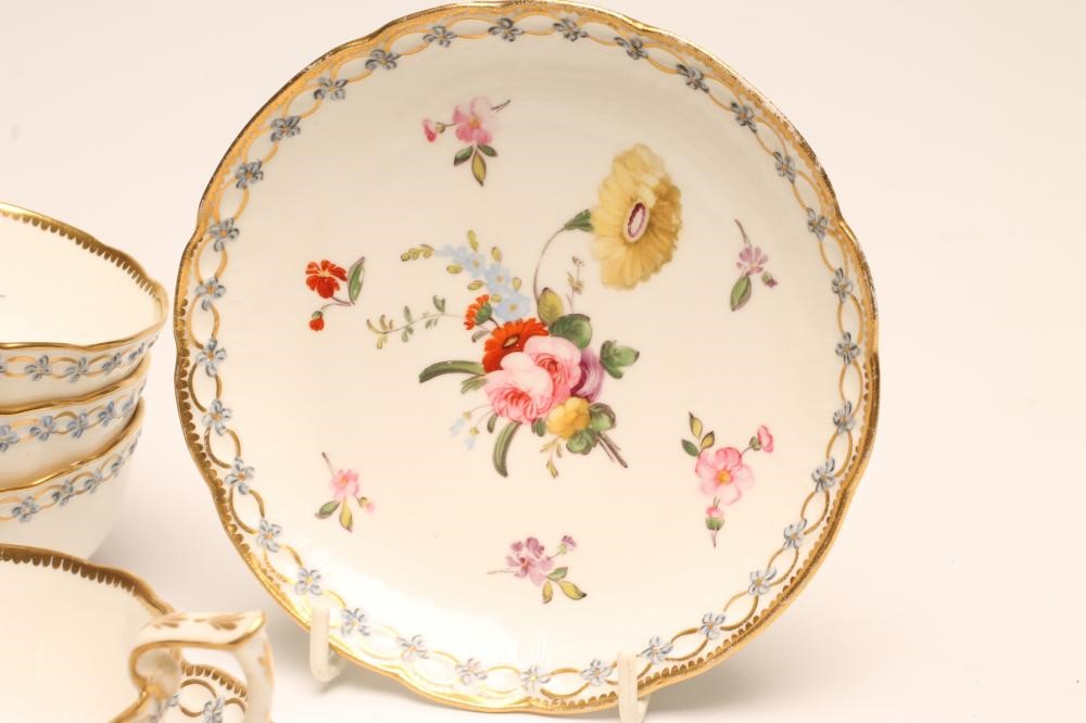 FIVE COALPORT PORCELAIN TEACUPS AND THREE SAUCERS Image