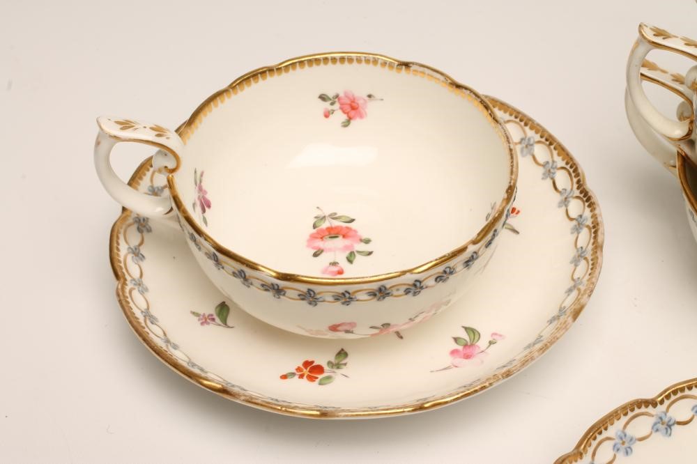 FIVE COALPORT PORCELAIN TEACUPS AND THREE SAUCERS Image