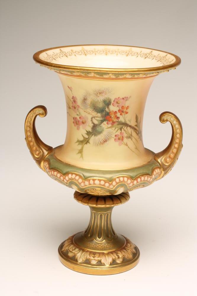 A ROYAL WORCESTER CHINA CAMPANA URN Image