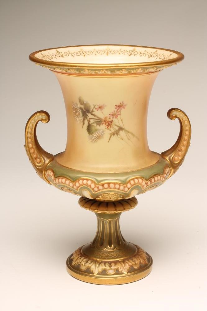 A ROYAL WORCESTER CHINA CAMPANA URN Image