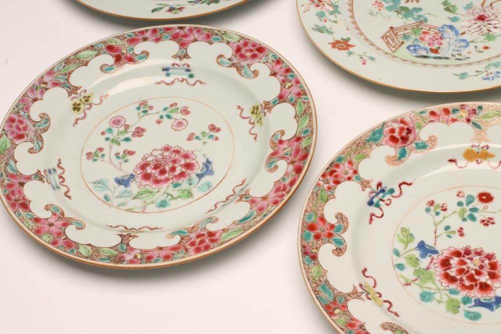 A COLLECTION OF EIGHT CHINESE EXPORT PORCELAIN PLATES comprising an octagonal plate centrally Image