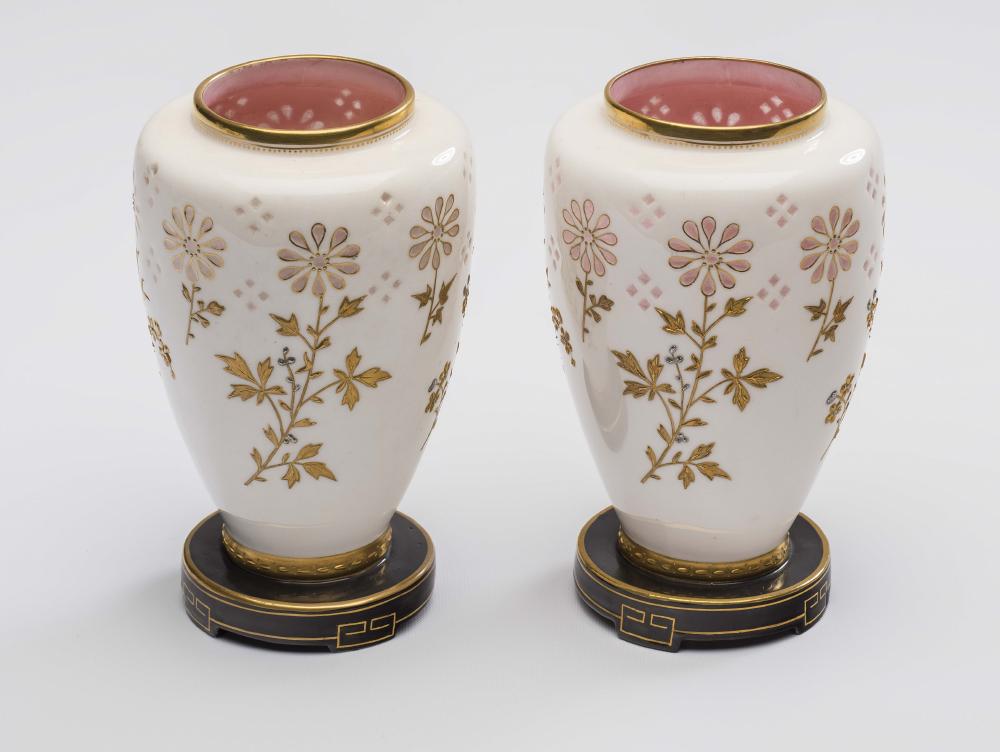 A PAIR OF VICTORIAN MINTONS CHINA AESTHETIC VASES Image