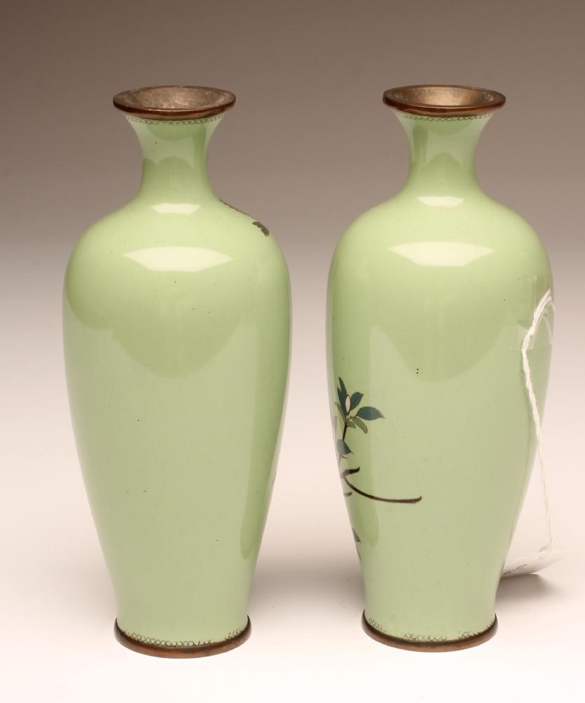 A PAIR OF JAPANESE CLOISONNE ENAMEL VASES of baluster form Image