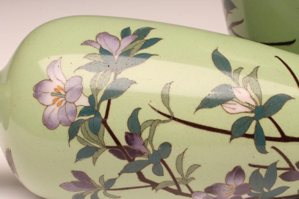 A PAIR OF JAPANESE CLOISONNE ENAMEL VASES of baluster form Image