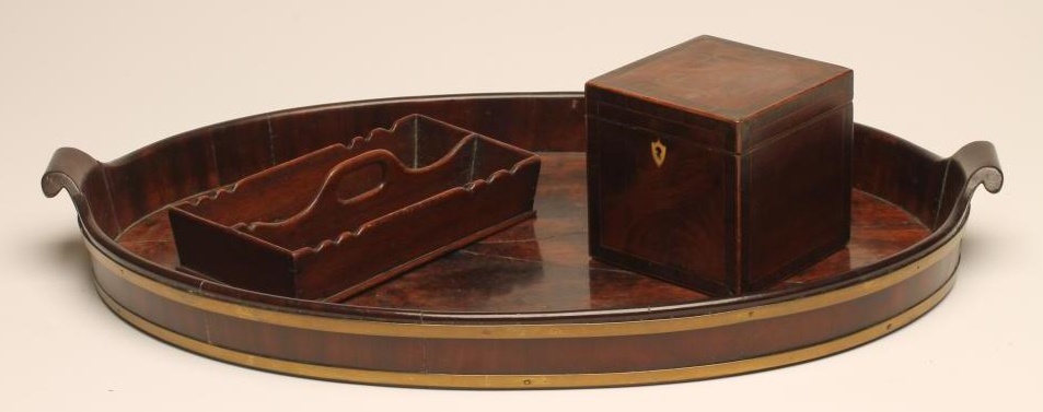 A GEORGIAN MAHOGANY AND BRASS BOUND TEA TRAY Image