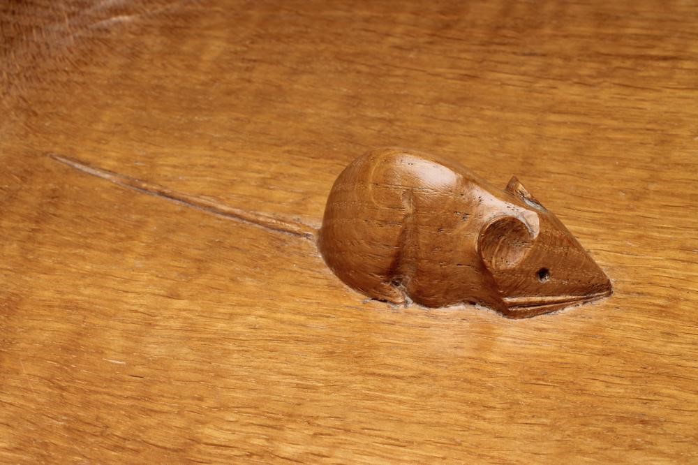 A ROBERT THOMPSON TURNED OAK SHALLOW BOWL Image