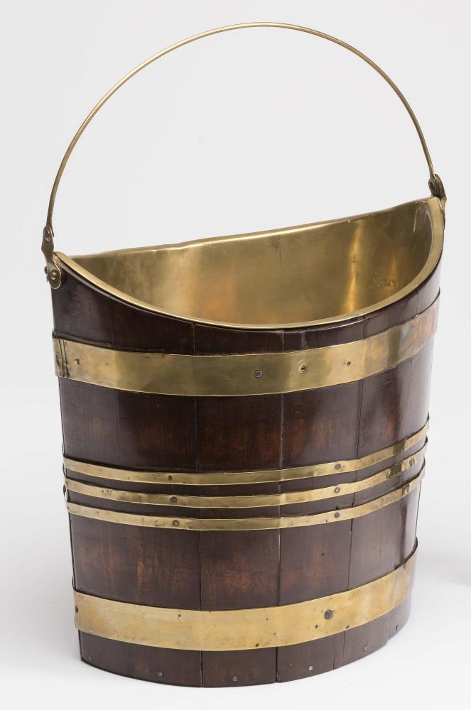 A GEORGIAN BRASS BOUND MAHOGANY OYSTER BUCKET Image